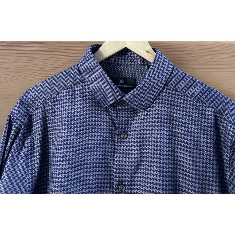 Mens HART SCHAFFNER MARX L/S Button Shirt 100% Cotton HOUNDSTOOTH Sz XLT EC